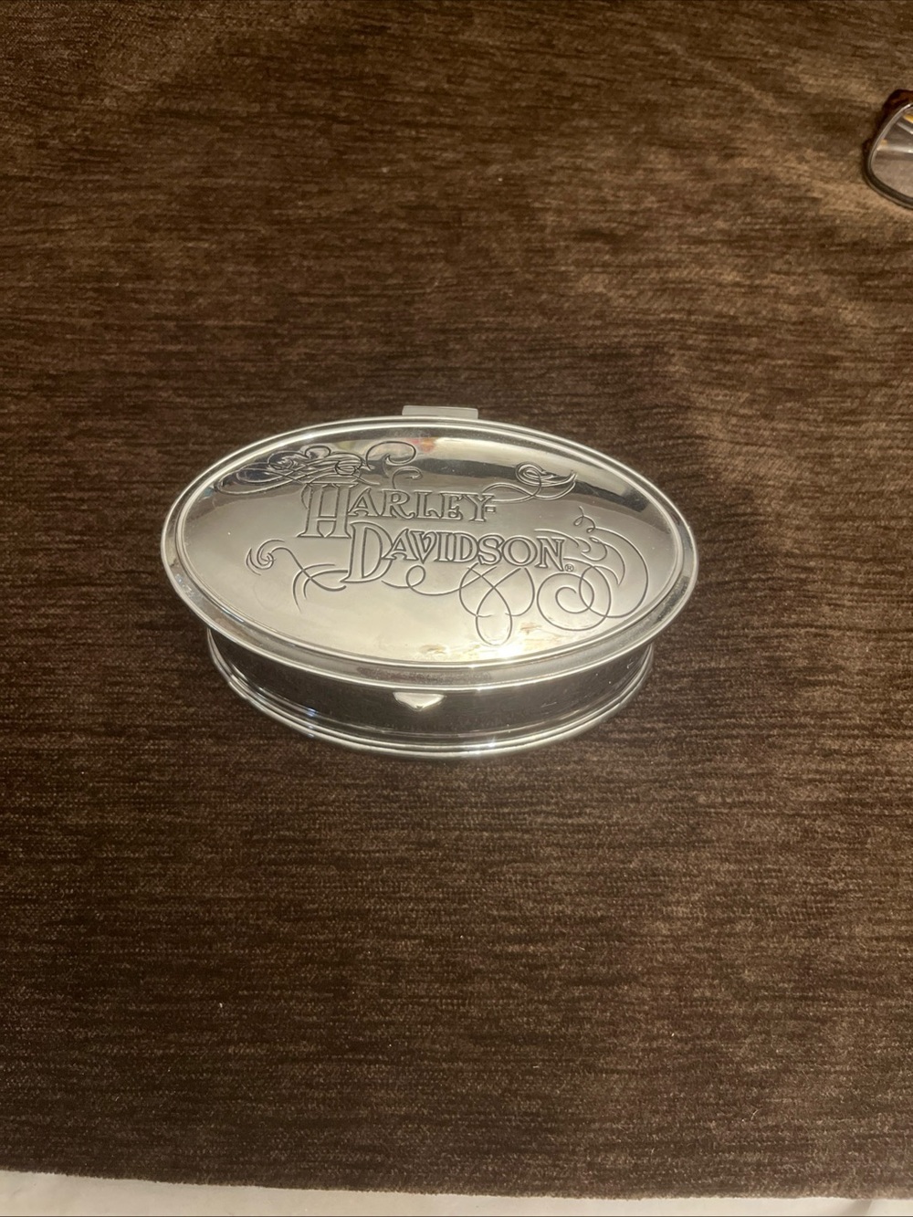 Harley-Davidson Silver Decorative Oval Trinket Box - Picture 5 of 5